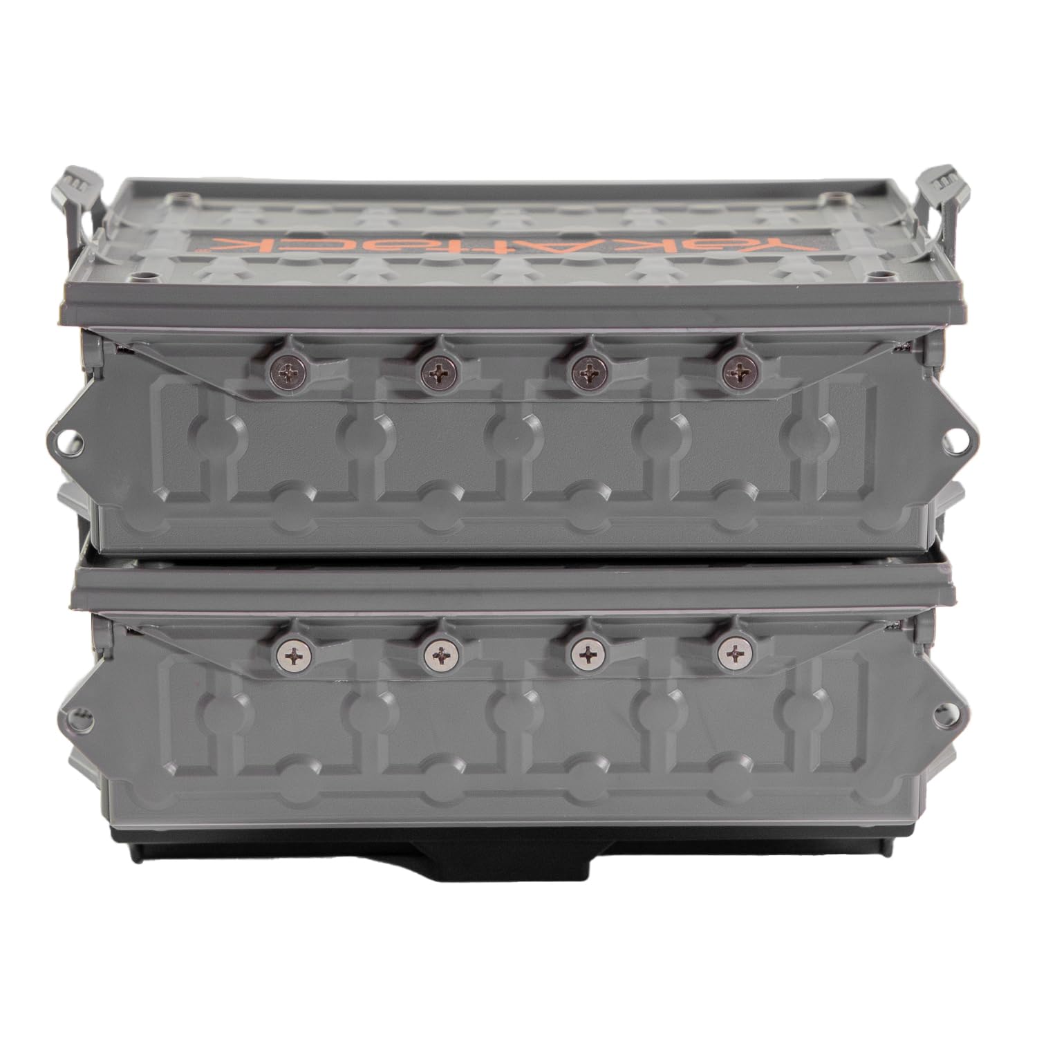 Yakattack Tracpak Battleship Gray Combo Kit - 2 Stackable Kayak Storage Boxes With Quick Release Track Mount Base | Kayak Crate
