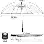 G4Free 62 Inch Clear Golf Umbrella Transparent Auto Open Large Stick Umbrella Oversized Umbrella Windproof Waterproof With Sleev