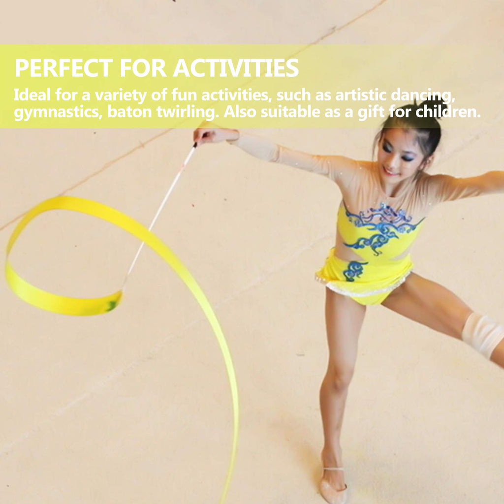 Novelty Place 10Pcs Dance Ribbons Streamers - 6.6Ft Gymnastics Dacing Ribbon Wands - Perfect Rhythm Ribbon Sticks For Unisex Kid