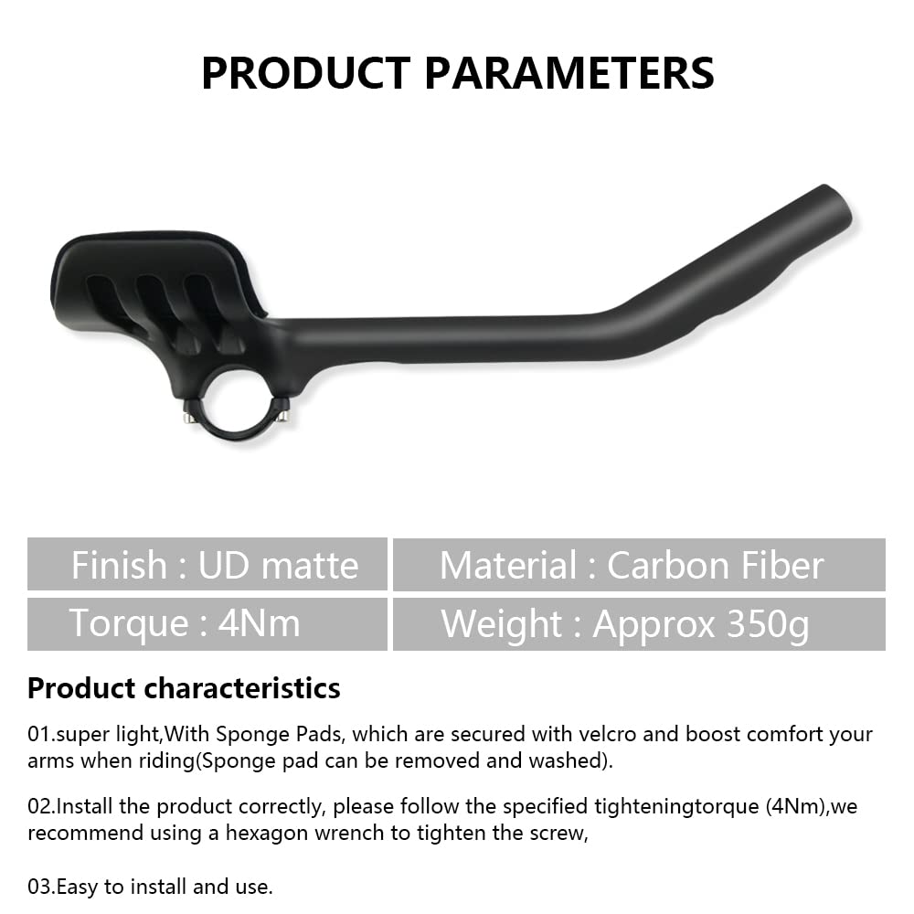 Rxl Sl Carbon Fiber Triathlon Bicycle Extender 31.8Mm Triathlon Tt Arm Rest Handlebar 30 Degree Aerobars 360Mm Ud Matte Carbon A