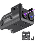 QR-Laser Dual Blue Purple Laser Sights with Removable Rail Adapters, Duo-Laser Combo for Pistols with Picatinny Rail Mount, Rech