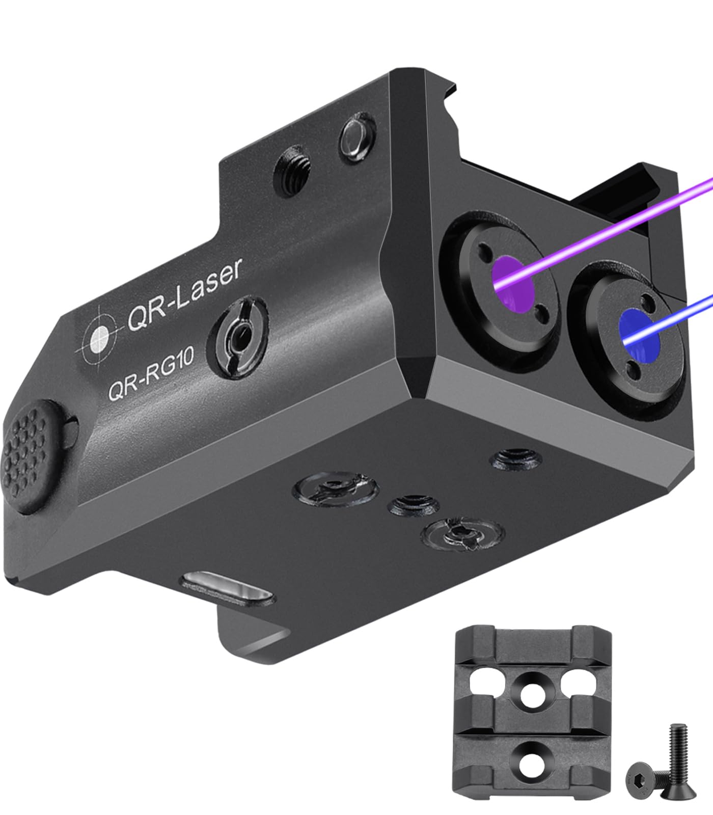 QR-Laser Dual Blue Purple Laser Sights with Removable Rail Adapters, Duo-Laser Combo for Pistols with Picatinny Rail Mount, Rech