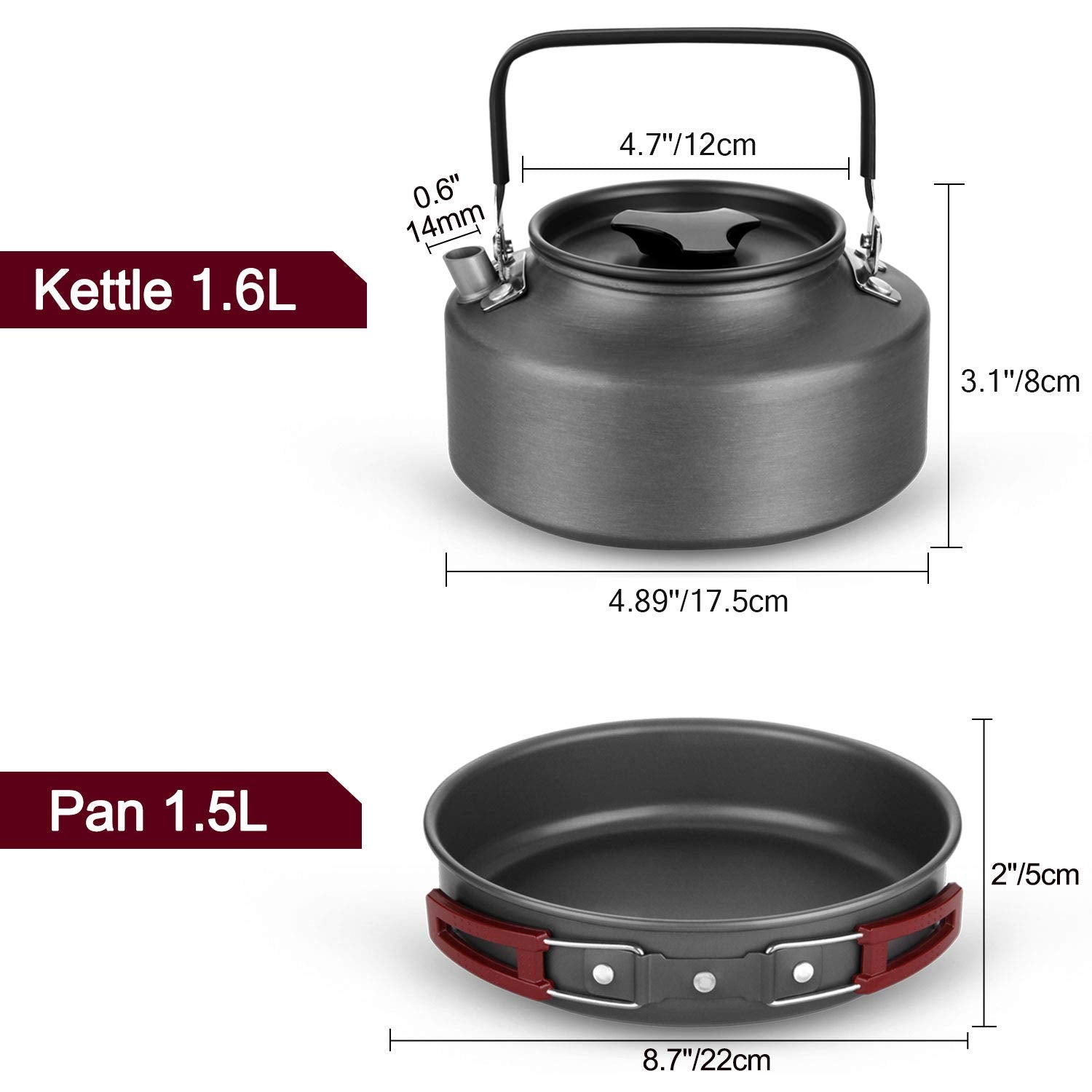 Odoland 22Pcs Camping Cookware Mess Kit, Large Size Hanging Pot Pan Kettle With Base Cook Set For 4, Cups Dishes Forks Spoons Ki