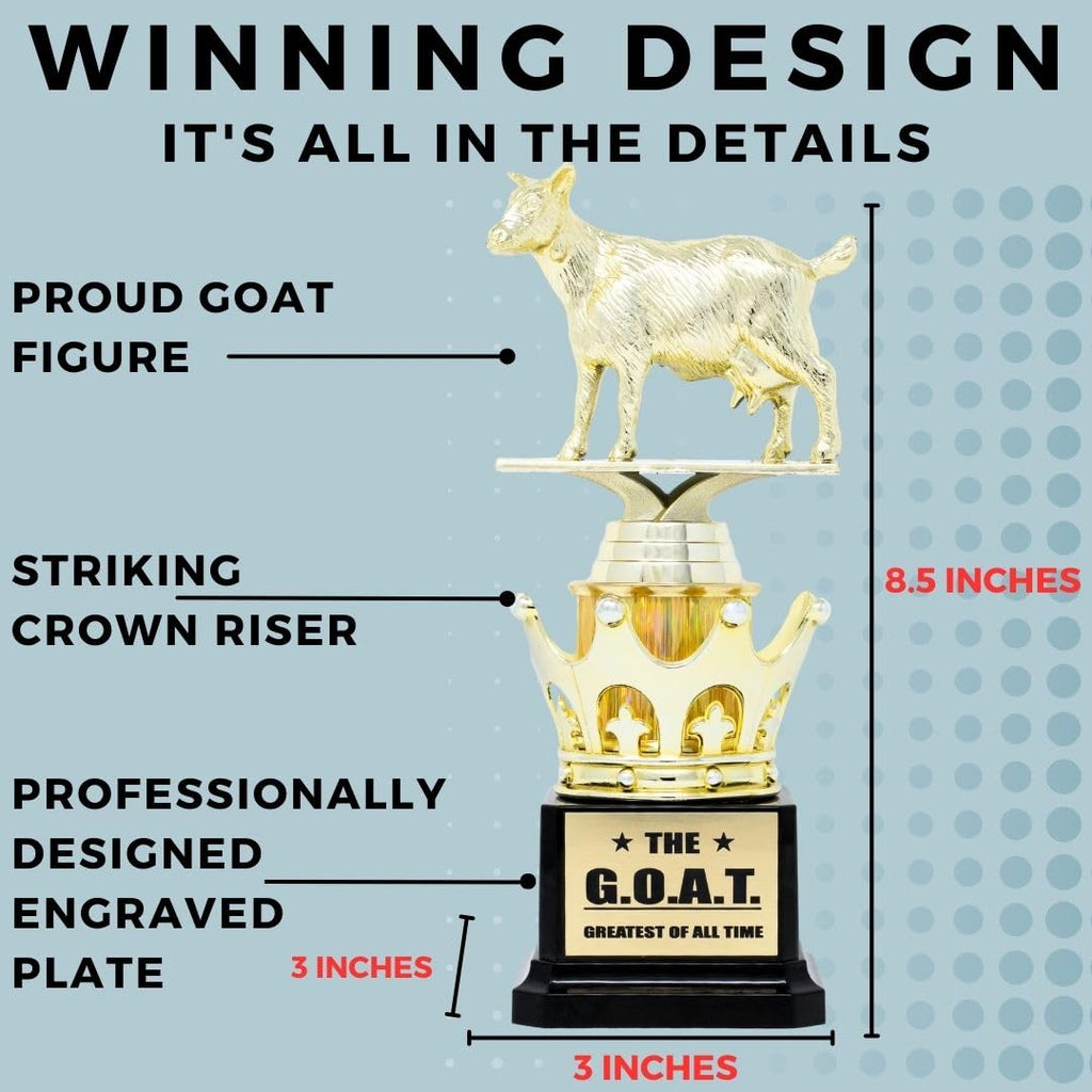 Goat Trophy - G.O.A.T. - Greatest Of All Time Funny Trophy Award With Option For Custom Plate - Appreciation Gift For Boss, Cowo