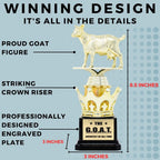 Goat Trophy - G.O.A.T. - Greatest Of All Time Funny Trophy Award With Option For Custom Plate - Appreciation Gift For Boss, Cowo