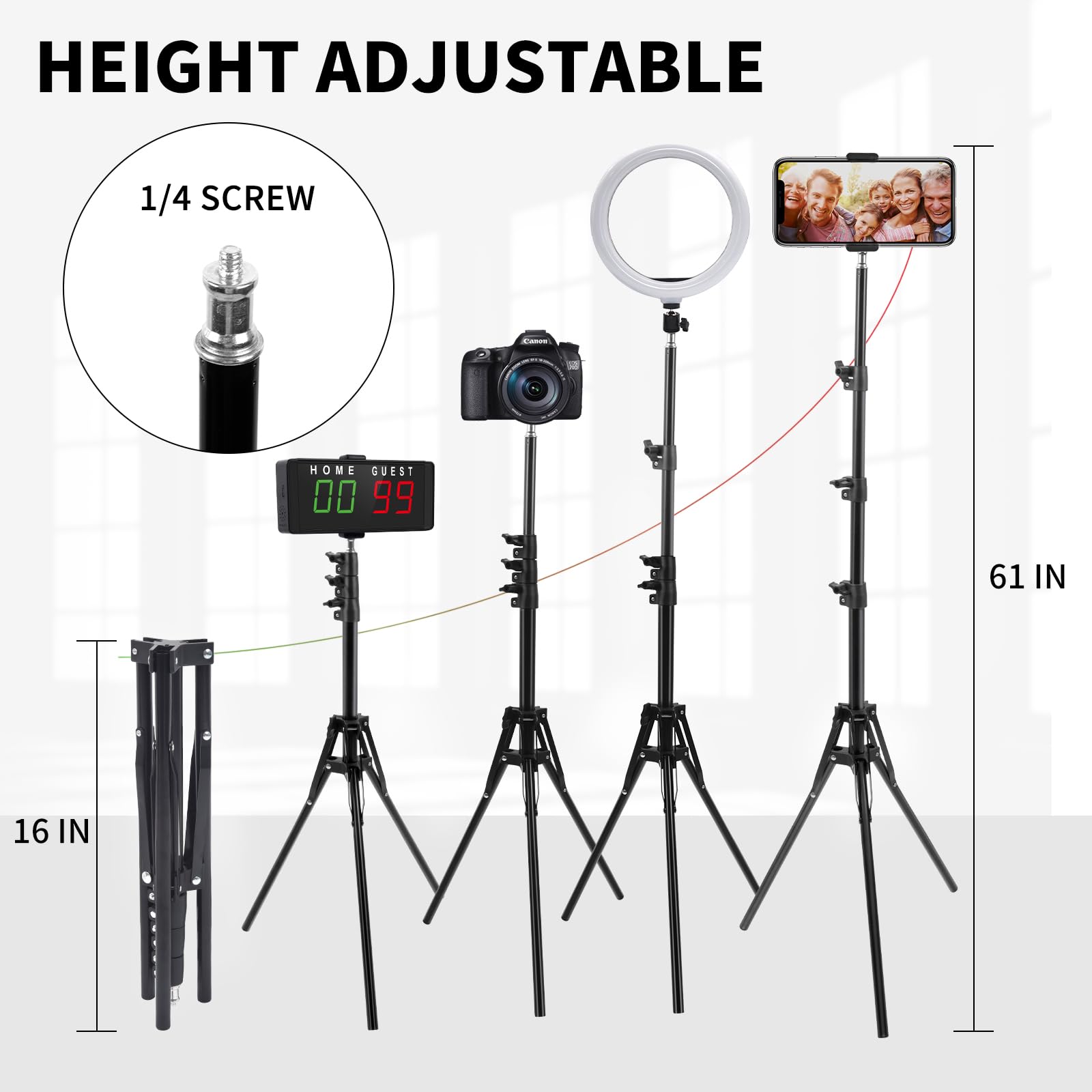 Samshow Led Electronic Scoreboard Digital Score Keeper With Remote & Tripod, Electric Scoreboard With Count Down/Up Timer & 12/2
