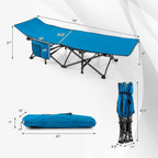 Gymax Camping Cot, 600 Lbs Heavy Duty Sleeping Cot W/Ergonomic Incline Design, 3-In-1 Pocket, Carry Bag, Folding Cot For Adults