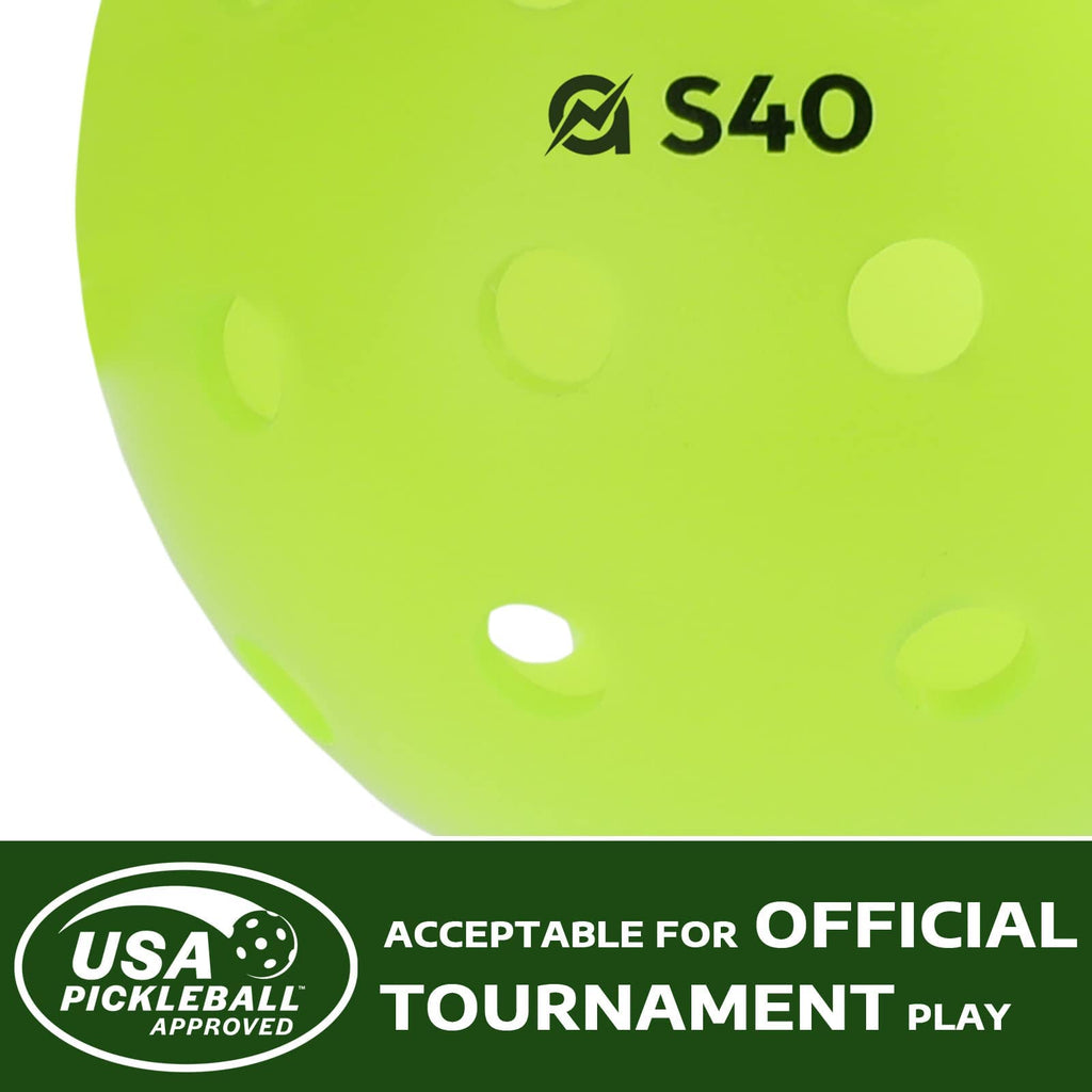 A11N S40 Outdoor Pickleball Balls- Usapa Approved, 6-Pack, Neon Green