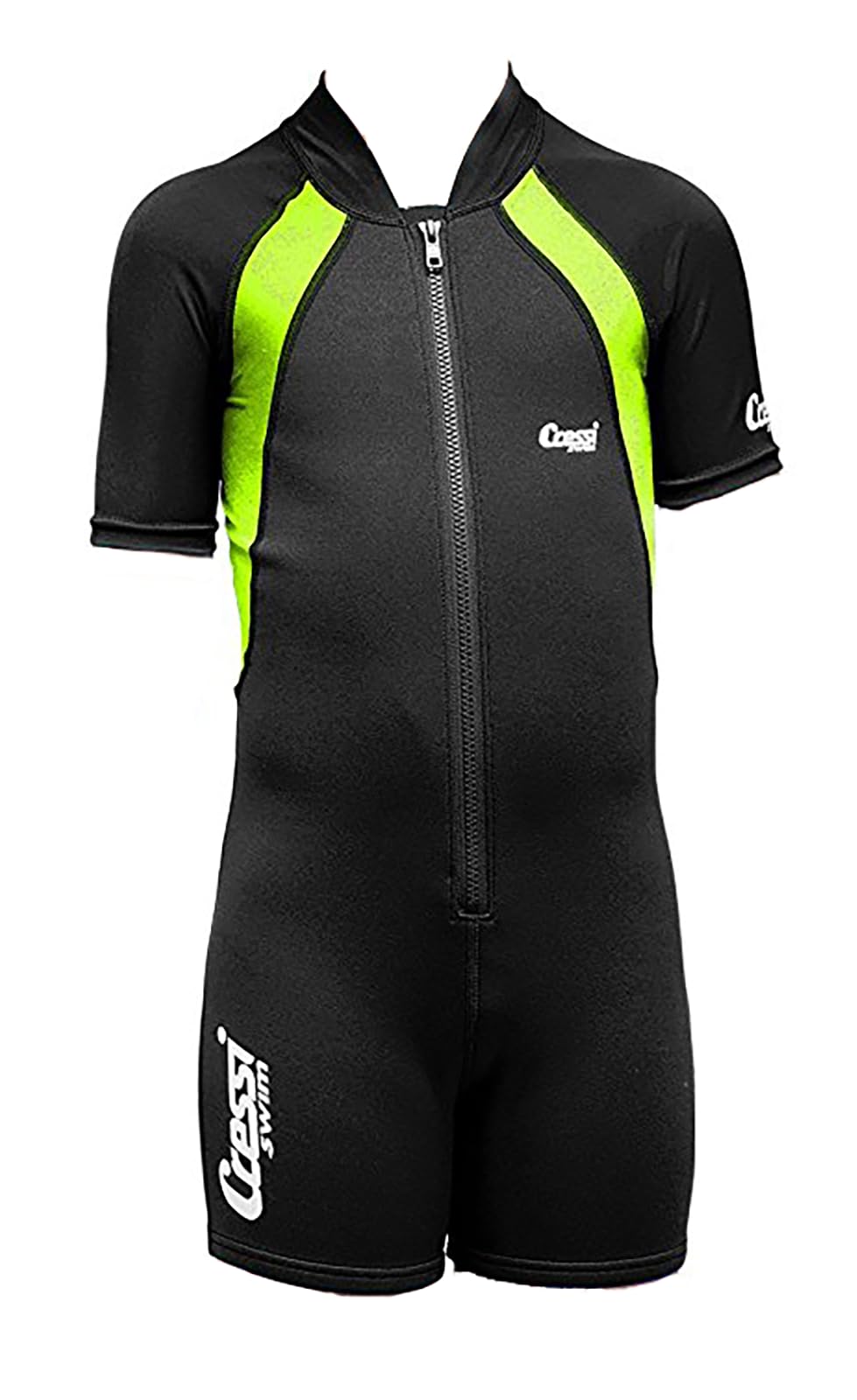 Cressi Kids Swimsuit Short Sleeve, Black/Lime, XXL