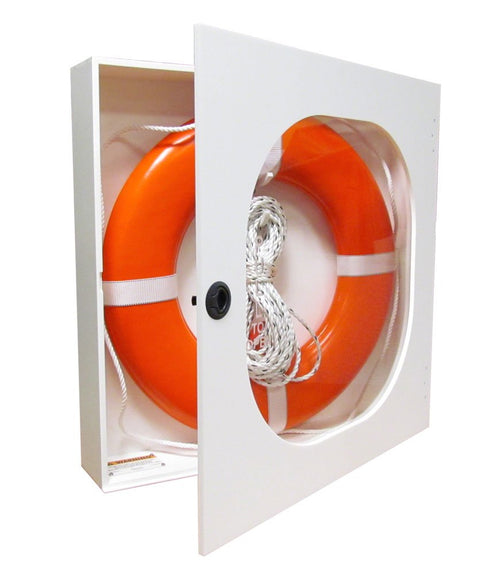 Aquatic Technology 20 Inch Life Ring Cabinet With Throw Line And Uscg Buoy