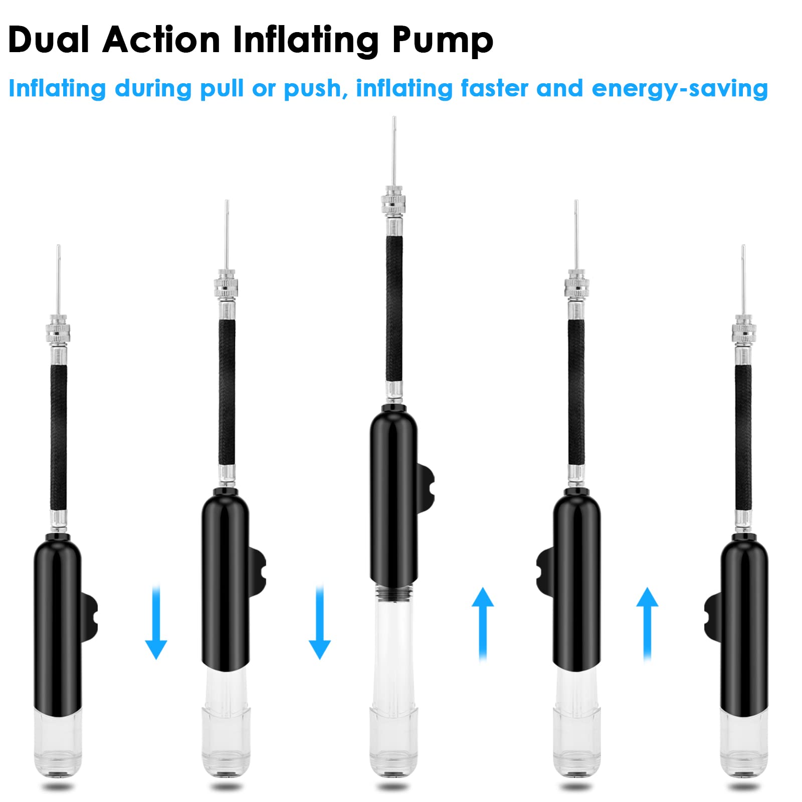 Brotou Ball Pump & Bike Pump, Inflate Air Pump With 3 Needles, 2 Nozzles And 2 Bike Tire Valve Adapter Hand Pump Kit For Soccer