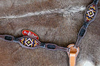 Challenger Horse Bridle Western Leather Headstall Breast Collar Show Tack Beaded 7906