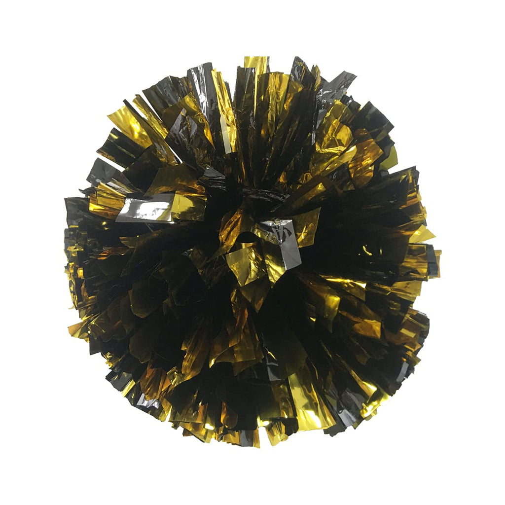 Puzine 2Pack 13 '' Cheerleading Pom Poms With New Handle For Team Spirit Sports Dance Cheering Kids Adults 100G (Black And Gold)