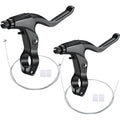 2 Pieces Mountain Bike Brake Aluminum Alloy Brake Handles with 3 Finger Design 2.2 cm Diameter and Bike Brake Cables Wires for M