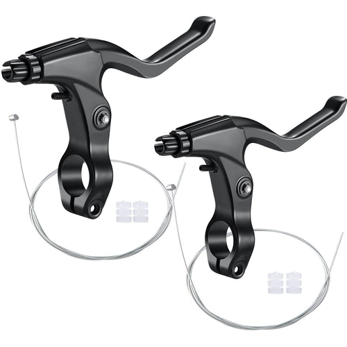 2 Pieces Mountain Bike Brake Aluminum Alloy Brake Handles with 3 Finger Design 2.2 cm Diameter and Bike Brake Cables Wires for M