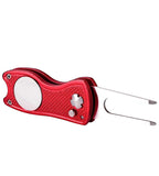 Mile High Life All Metal Foldable Golf Divot Tool With Pop-Up Button & Magnetic Ball Marker (Red Fish)