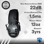 Pro Ears Silver 22 Electronic Hearing Protection, Noise Reduction Rating 22Db, Dynamic Level Sound Compression Technology, Autom