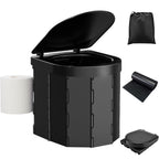 Portable Camping Toilet, Folding Toilet For Adults With Lid And Retractable Toilet Paper Holder,Waterproof Porta Potty With Carr