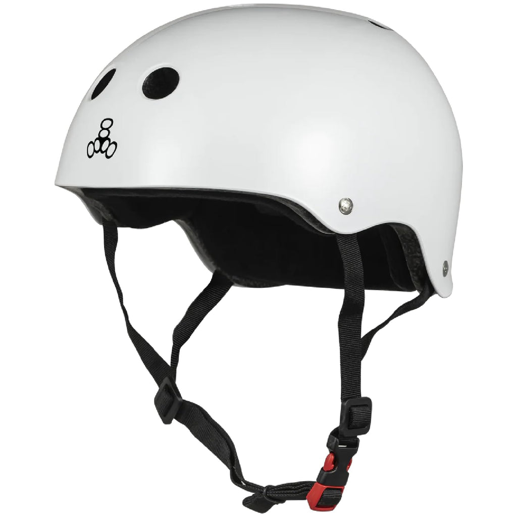 Triple Eight The Certified Sweatsaver Helmet For Skateboarding, Bmx, Roller Derby And Roller Skating, White Glossy, S/M