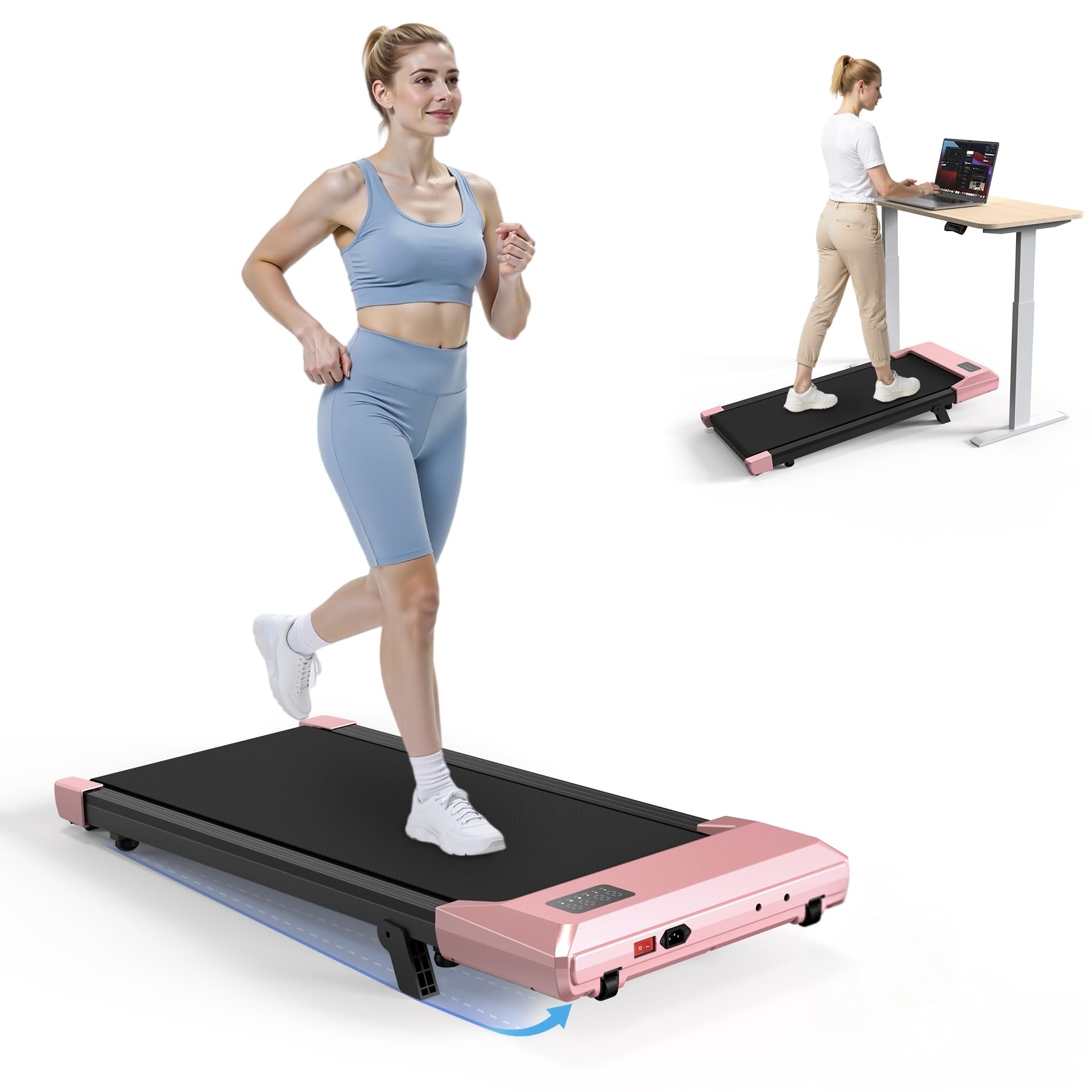 Deerrun 2024 Upgrade Walking Pad, Smart Under Desk Treadmill For Home, No-Assembly Treadmills, App/Remote Control, Led Display,