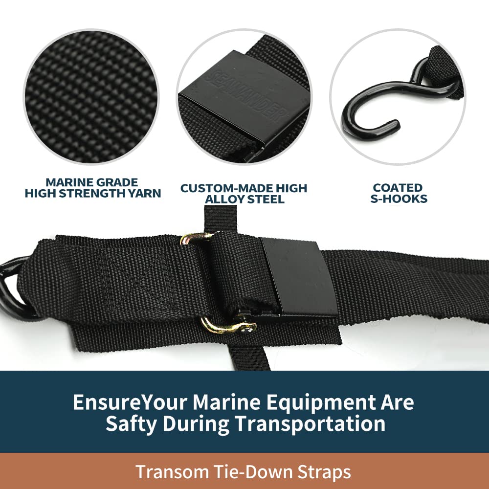 Seamander [Boat] Tie Down Transom [Strap] S - Marine Grade Heavy Duty 2'' X 4Ft Adjustable For Trailing - [Boat] [Trailer] Acces