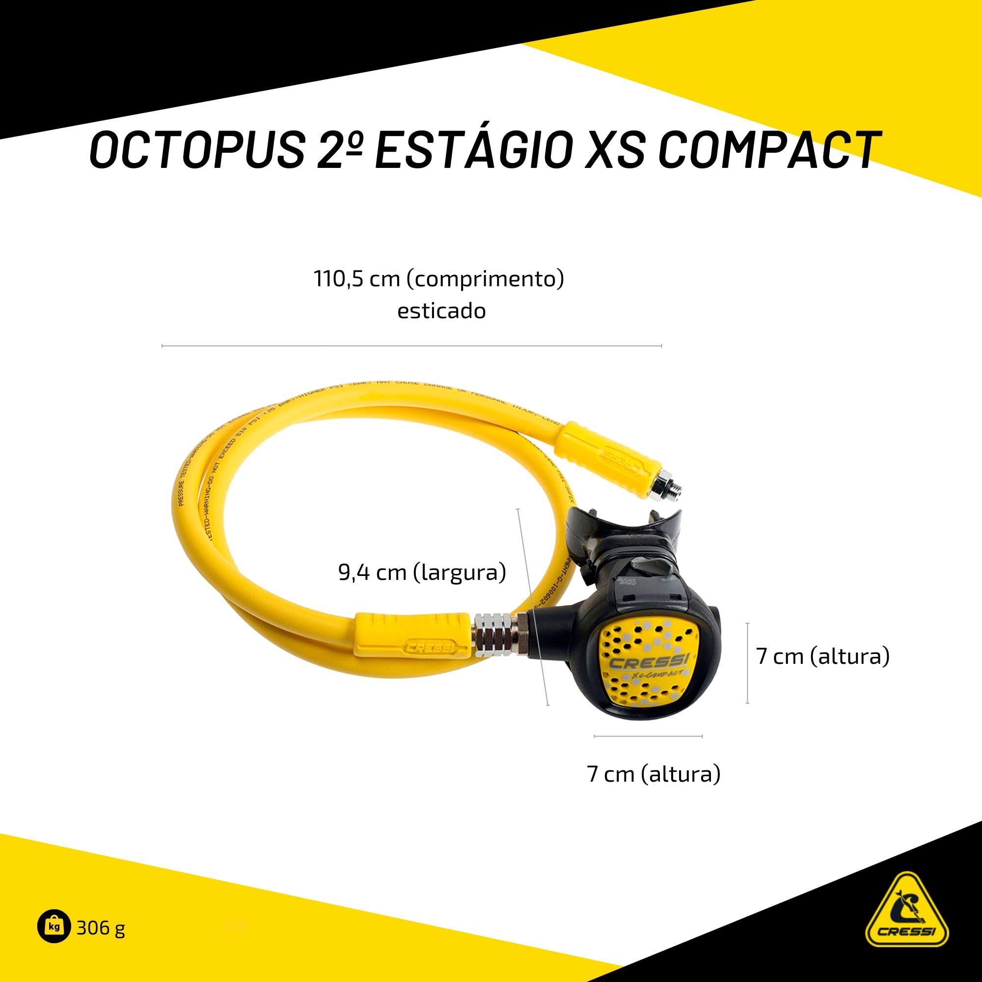 Cressi Octopus Xs-Compact, Light And Flexible Octopus For Scuba Diving, Made In Italy