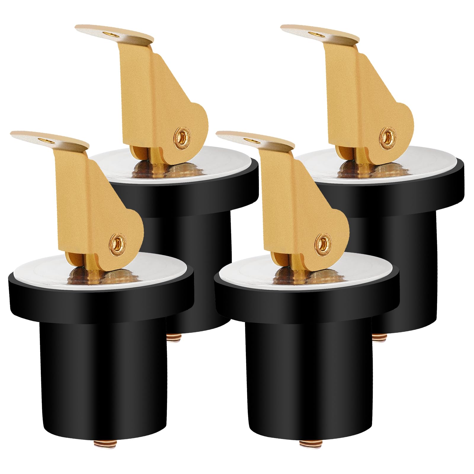 4 Pcs 3/4 Inch Boat Baitwell Drain Plug,Brass & Rubber Snap Lock Baitwell Plugs for Livewell,Kayak,Marine,Yacht, Fishing Boat Dr