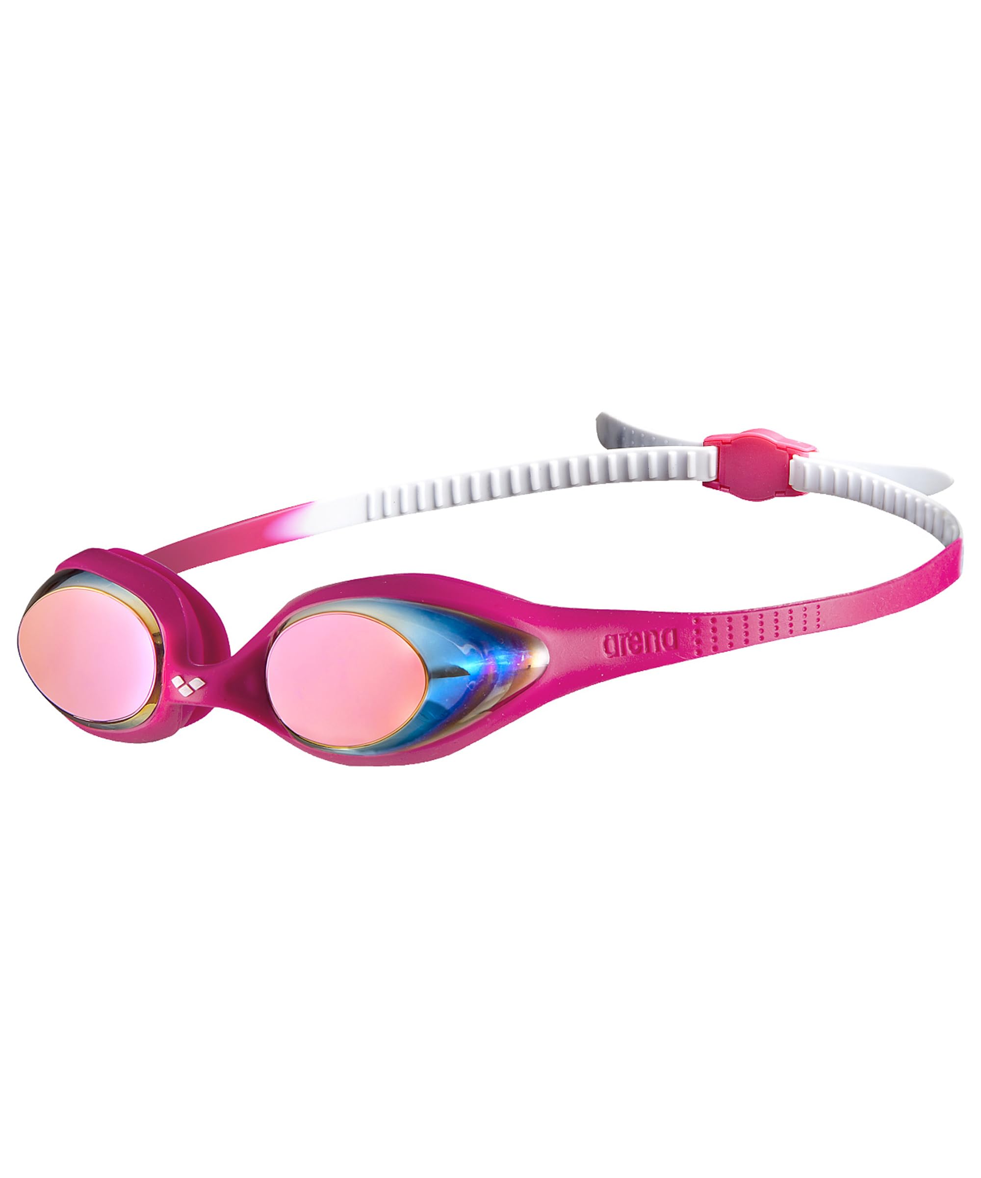 Arena Unisex Spider Junior Youth Swim Goggles For Boys And Girls, White  Pink  Fuchsia, Mirror Lens