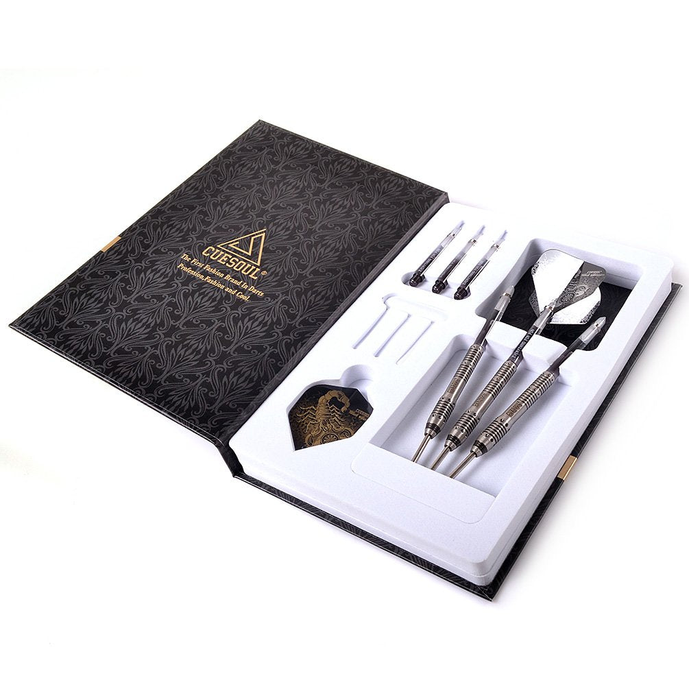 Cuesoul Black Scorpion 24G Tungsten Steel Tip Dart Set,Barrel With Titanium Coated Finished
