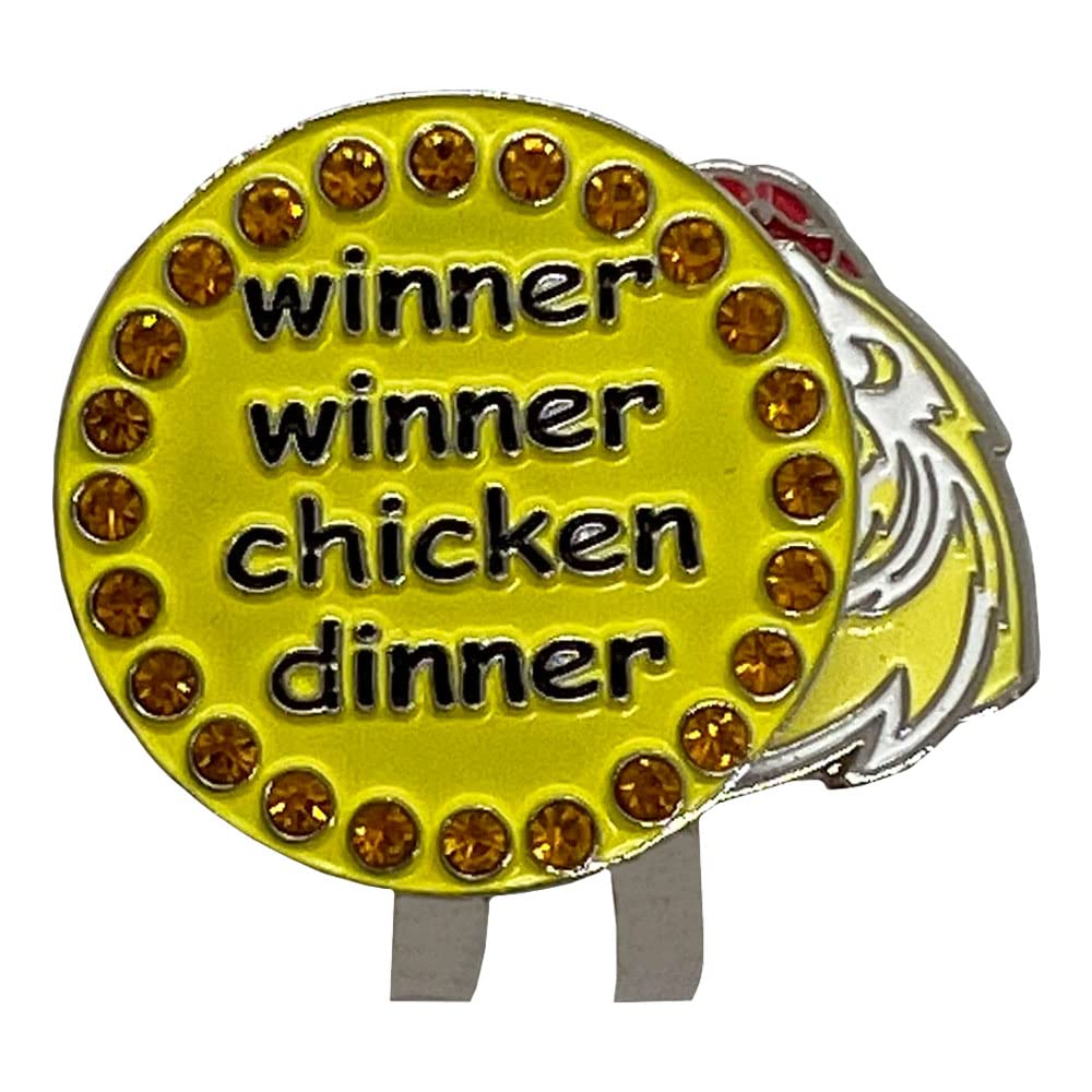 Giggle Golf Bling Winner Winner Golf Ball Marker With A Chicken Hat Clip