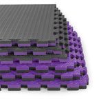 Xspec 1 Extra Thick 48 Sq Ft Reversible Eva Gym Foam Floor Mat Tiles (24 X 24), Steel Pattern, 12 Pcs, Blackpurple