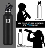Iron Flask Straw Lid For Narrow Standard Mouth Insulated Sports Water Bottles, Standard Mouth, Bpa Free, 2 Lids, 4 Straws, 2 Cle