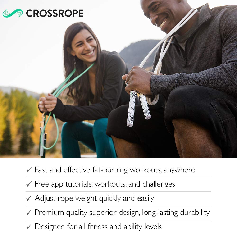 Crossrope Get Lean Set - Weighted Jump Rope- 1/4 Lb And 1/2 Lb Ropes - Slim Handles - X-Small