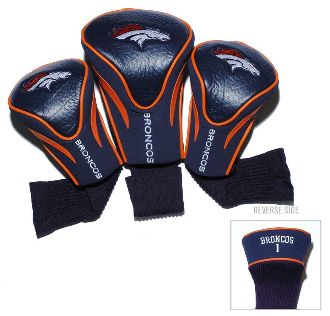 Team Golf Nfl Denver Broncos Contour Golf Club Headcovers (3 Count) Numbered 1, 3, & X, Fits Oversized Drivers, Utility, Rescue