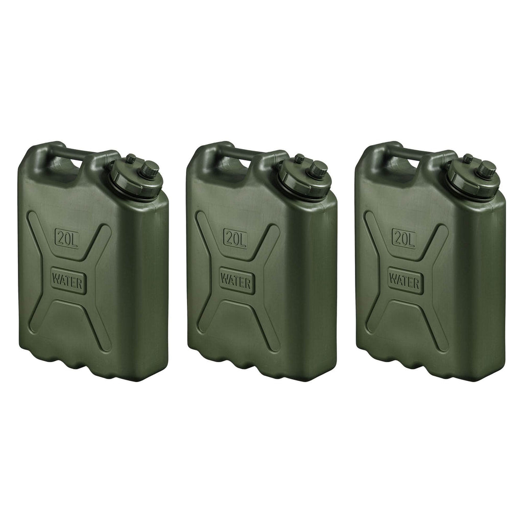 Scepter 3-Pack Portable Water Container, Military Style Storage For Camping, 5 Gallon