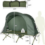 Tangkula 4-In-1 Camping Cot Tent, Foldable Off Ground Elevated Tent Set For 1 Person, Portable Tent With Waterproof External Cov
