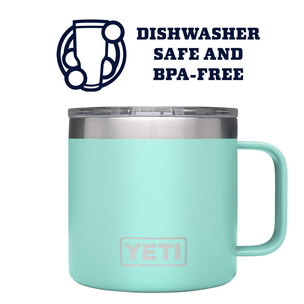 Yeti Rambler 14 Oz Mug, Vacuum Insulated, Stainless Steel With Magslider Lid, Seafoam