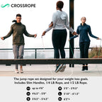 Crossrope Get Lean Set - Weighted Jump Rope- 1/4 Lb And 1/2 Lb Ropes - Slim Handles - X-Small