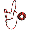 Weaver Leather Braided Rope Halter with 10' Lead, Red/Black, Average Horse