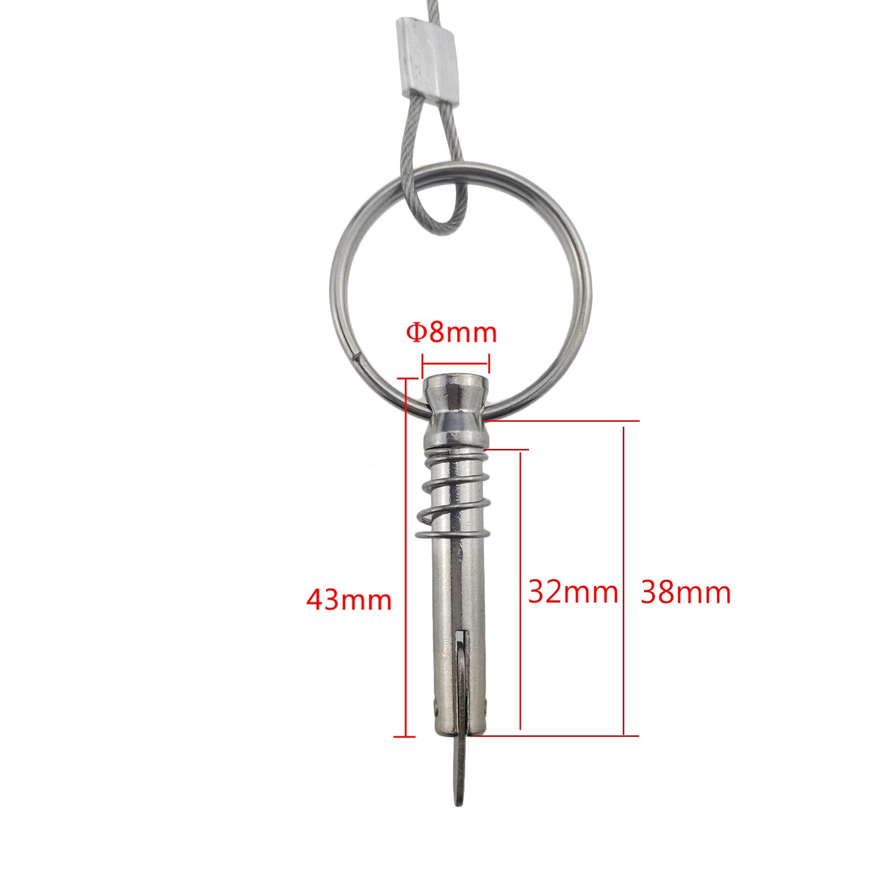 Nrc&Xrc 4Pcs Quick Release Pin Bimini Top Pins 1/4'' With Lanyard For Boat Bimini Top Deck Hinge Or Jaw Slide Clamp Bracket Mari
