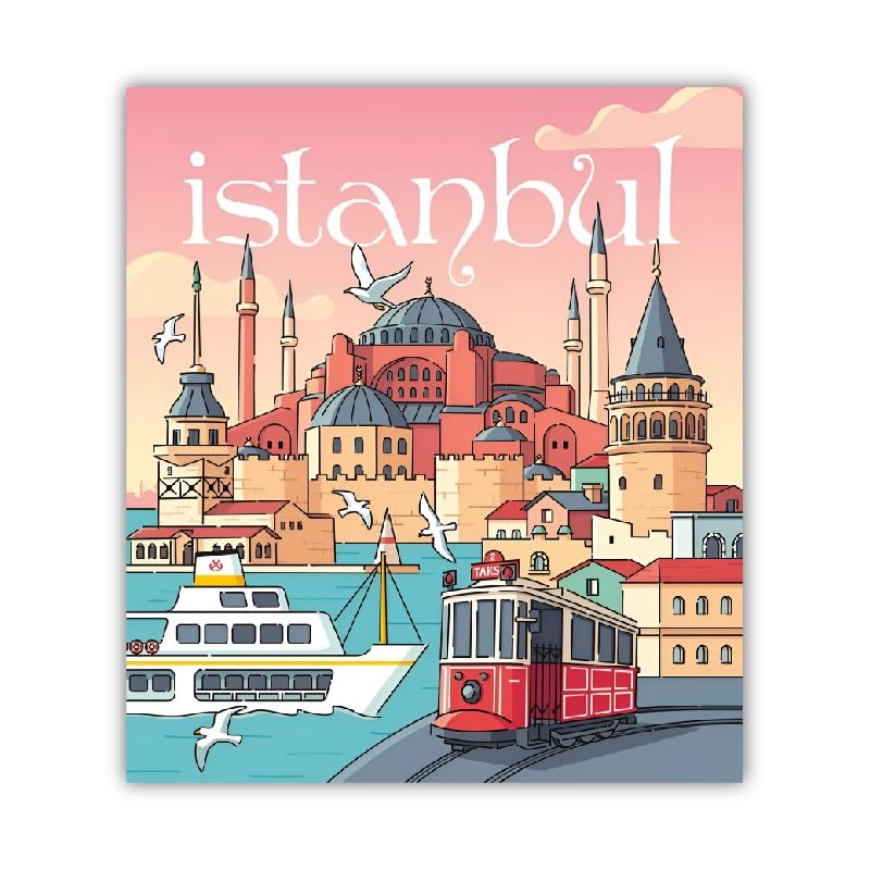 95MILES GARMENTS City of Istanbul Fridge Magnets for HomeOfficeKitchen Refrigerator Door Stylish Wooden Decor Souvenir Gift (L x