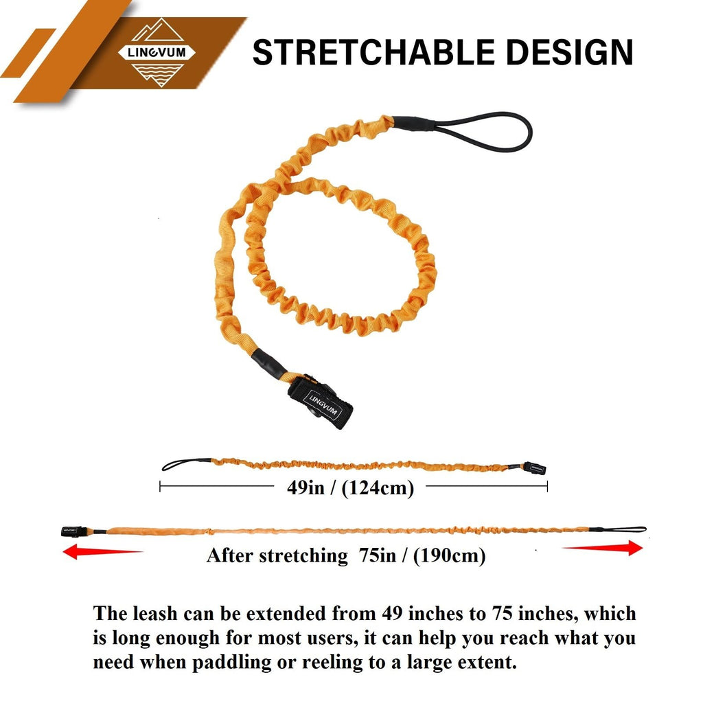 Lingvum Kayak Paddle Leash Stretchable Paddle Strap Coiled Lanyard Rope For Kayaking Canoing Boating, Fishing Poles Rods, Kayak