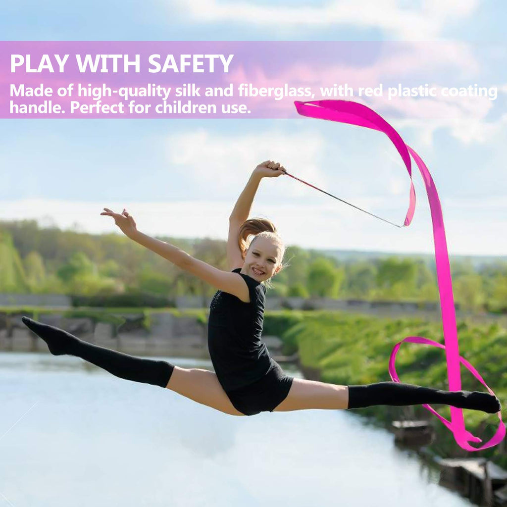 Novelty Place 10Pcs Dance Ribbons Streamers - 6.6Ft Gymnastics Dacing Ribbon Wands - Perfect Rhythm Ribbon Sticks For Unisex Kid