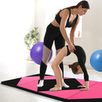 Goplus Folding Gymnastics Mat, 8 X 4 X 2'' Tumbling Mat With Hook And Loop Fasteners, Pu Leather, Carrying Handles For Home Gym