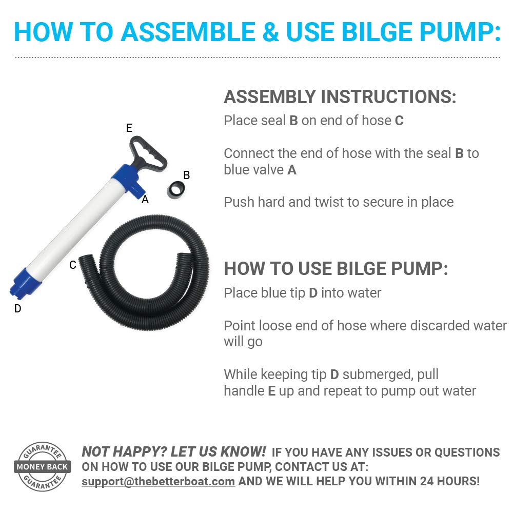 Manual Bilge Pump For Boats Kayak Canoe Hand Water Pump  Siphon Pump Bailer Kayaking Boat With Hose Portable Held 20 Gallons Per