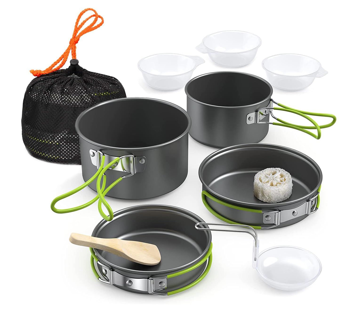 Lixada Camping Cookware Set,11Pcs Camping Cookware Mess Kit With Non-Stick Lightweight Pot Pan Bowls Set For Outdoor Camping Bac