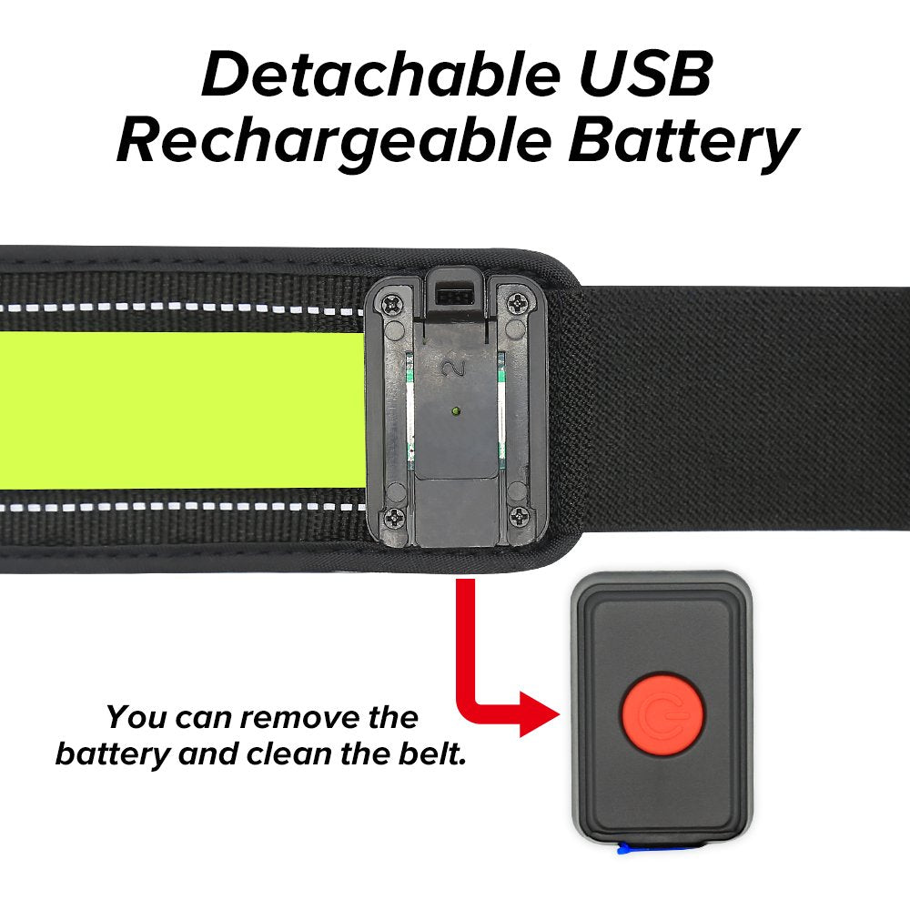 Bseen Led Running Waist Belt - Usb Rechargeable Reflective Glowing Led Waistband For Runners, Joggers, Walkers, Pet Owners, Cycl