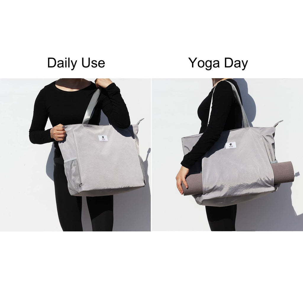 Esvan Yoga Mat Bag Yoga Tote Carrier Shoulder Bag Carryall Tote For Office,Yoga,Pilates,Travel,Beach And Gym (F Gray)