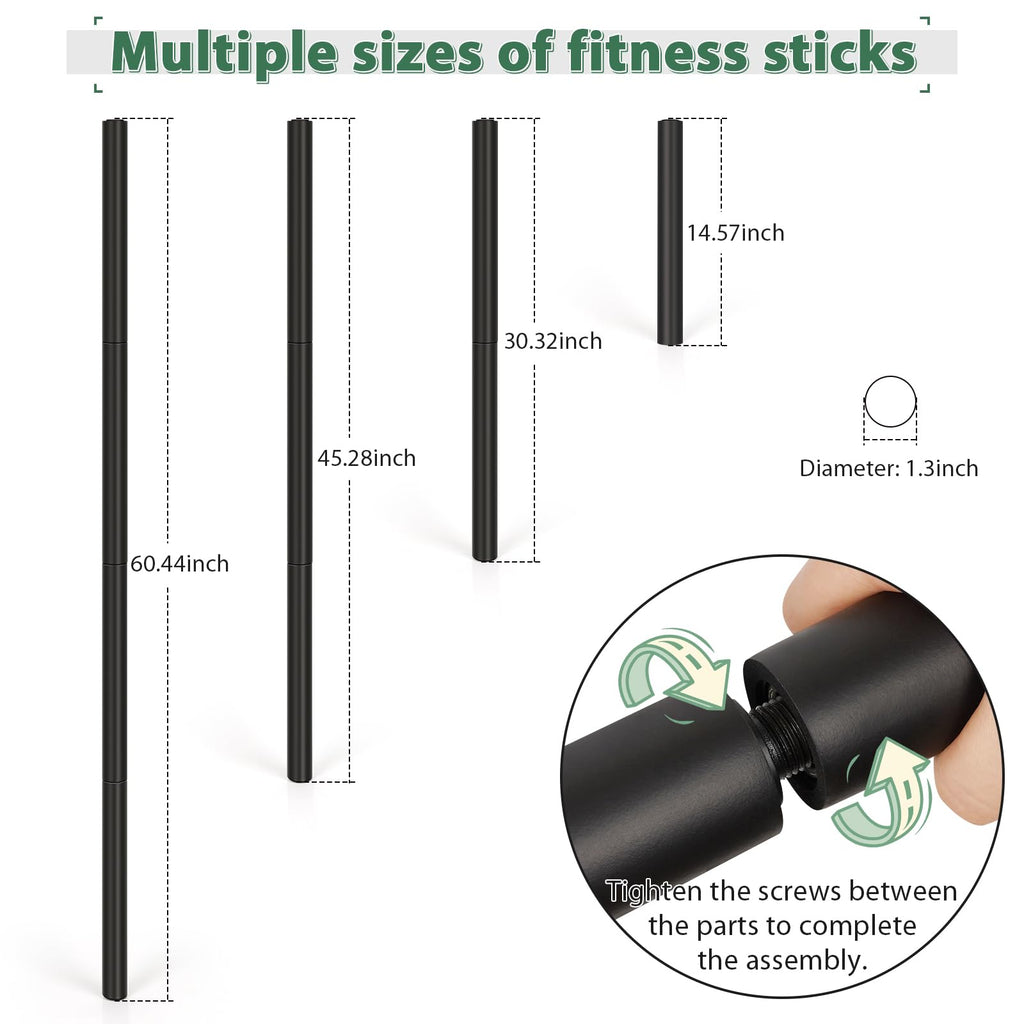 Retyion Yoga Stick 5Ft- Adjustable Mobility Stick Sturdy Steel- Exercise Stick For Stretching, Balance Support Stick Perfect For