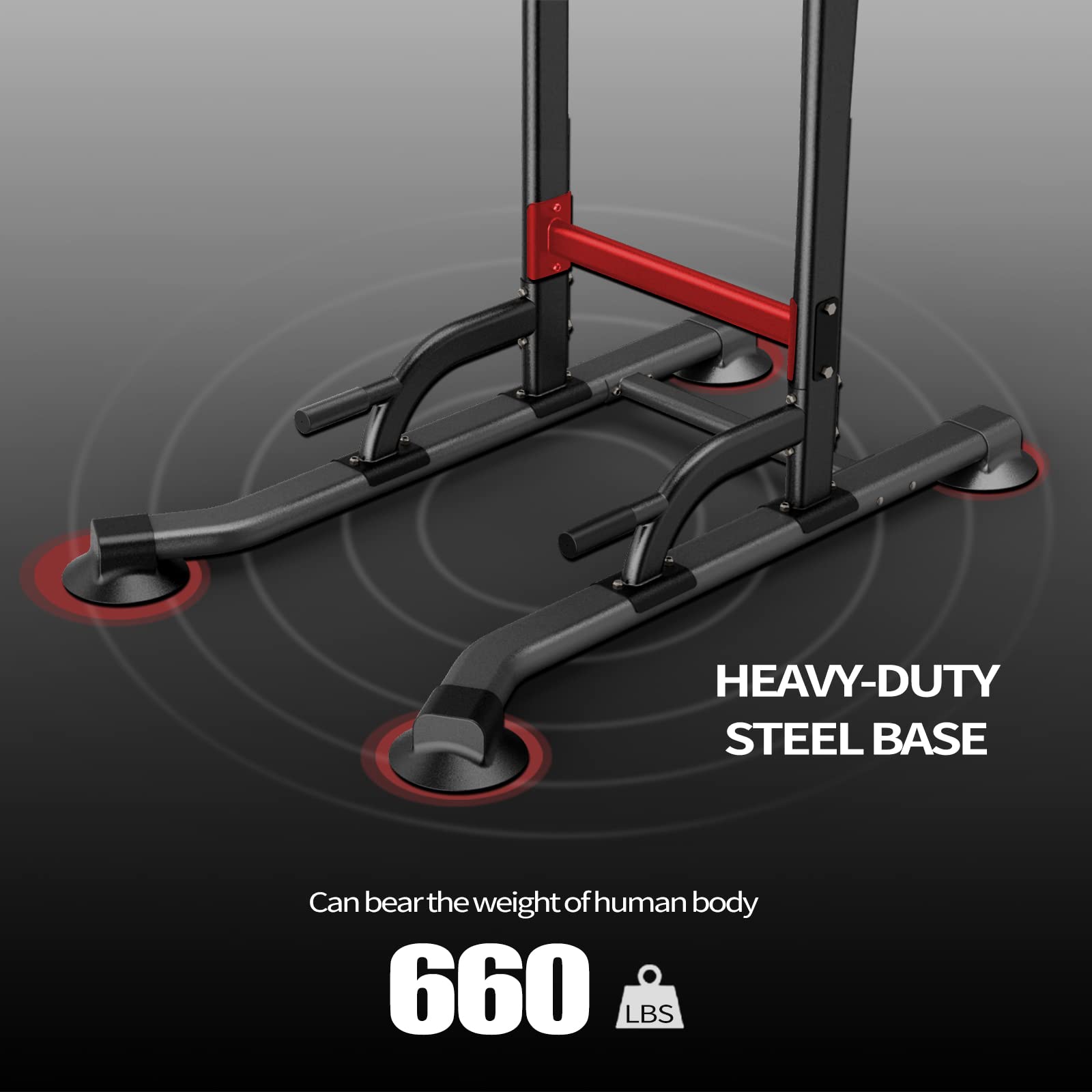 Power Tower Adjustable Height Pull Up Dip Station Multi-Function Home Strength Training Fitness Workout Station For Home Gym (K)